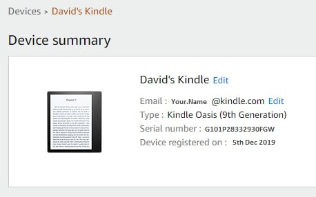 how to find kindle address