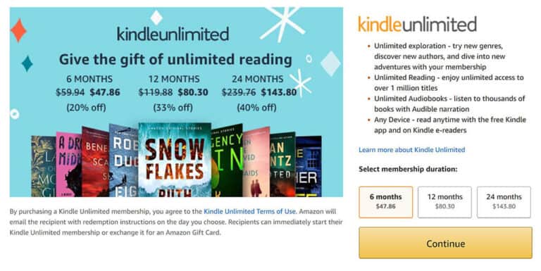 amazon kindle unlimited gift